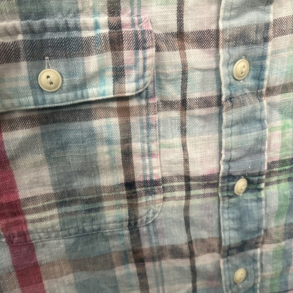 Polo Ralph Lauren Shirt Mens Large White‎ Pink Blue Plaid Classic Fit Pockets - Picture 4 of 11